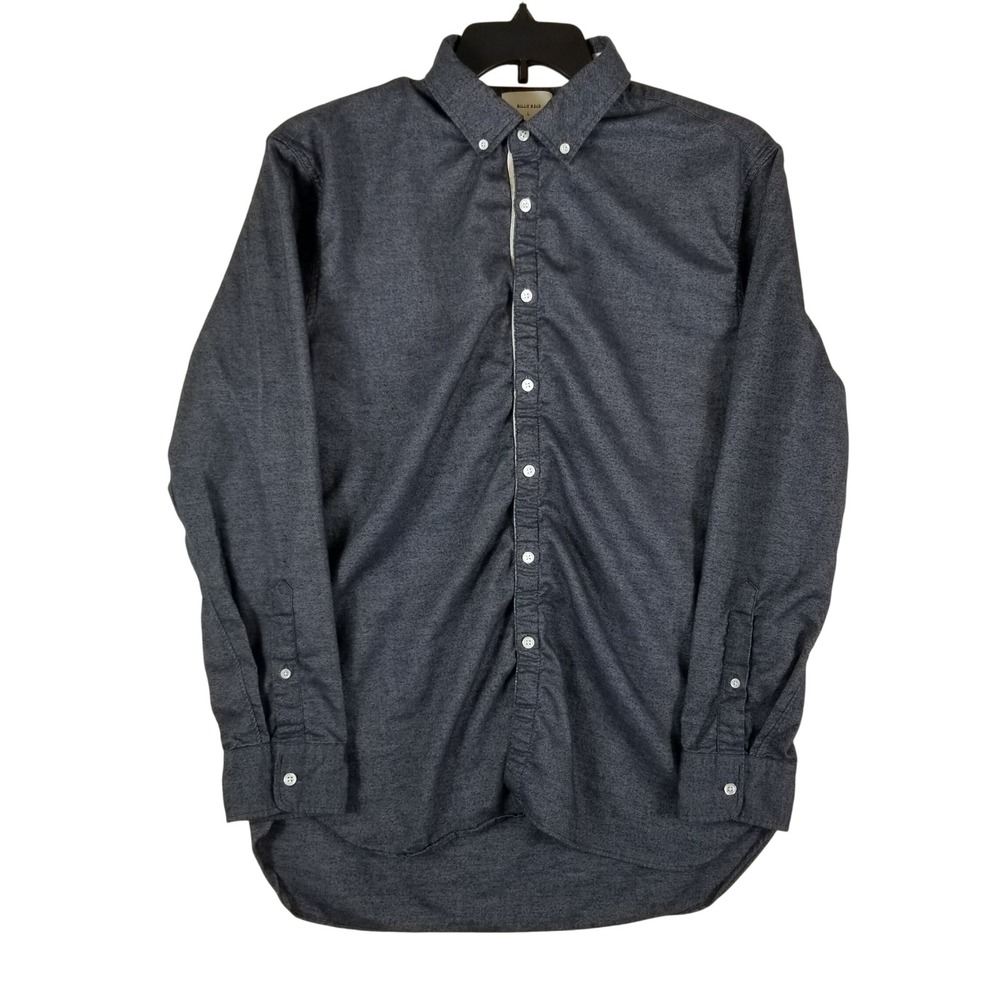 Billy Reid Button Down Shirt Mens Large Charcoal Grey Cotton Twill Standard Fit